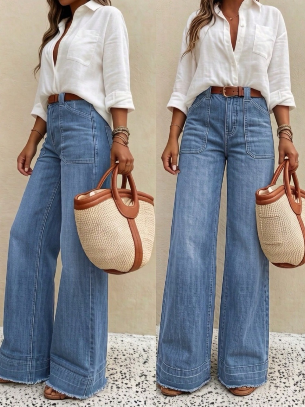 Light Wash Blue Flared High Waist Jeans